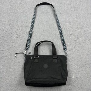 Kipling Amiel Bag Black Canvas Aztec Crossbody Strap Zip Shoulder Tote KIA3X7